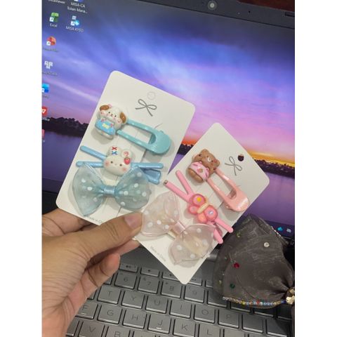 Set 3 kẹp tóc bé gái màu paster cưng chỉu