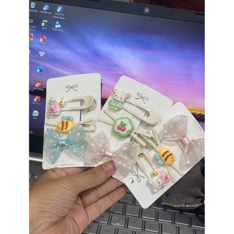Set 3 kẹp tóc bé gái màu paster cưng chỉu