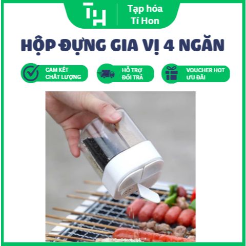 Hộp đựng gia vị 4 ngăn có nắp đậy (TH114)