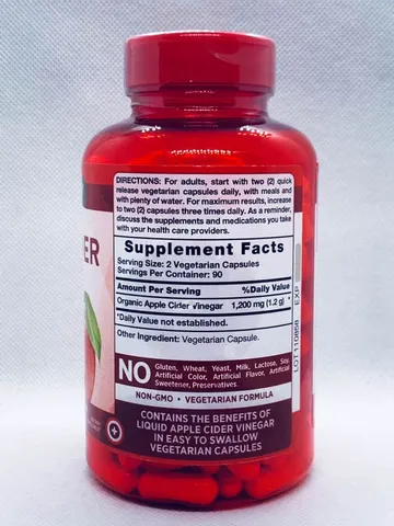 Viên giấm táo hữu cơ Nature’s Truth Apple Cider Vinegar 1200mg 180 viên 729004