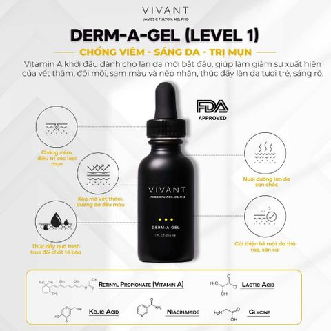 Serum Vivant Derm-A-Gel® Giảm Nếp Nhăn & Đều Màu Da - 30ml Dành Cho Tất Cả Loại Da