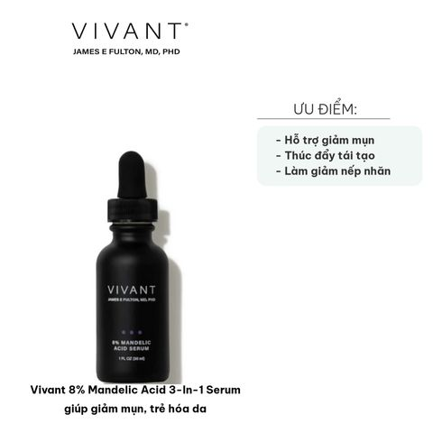 Serum Vivant 8% Mandelic Acid 3-In-1 - Giúp Giảm Mụn, Trẻ Hóa Da - Dành Cho Da Thường, Da Hỗn Hợp, Lành Tính, Mỹ Phẩm Chính Hãng 729011