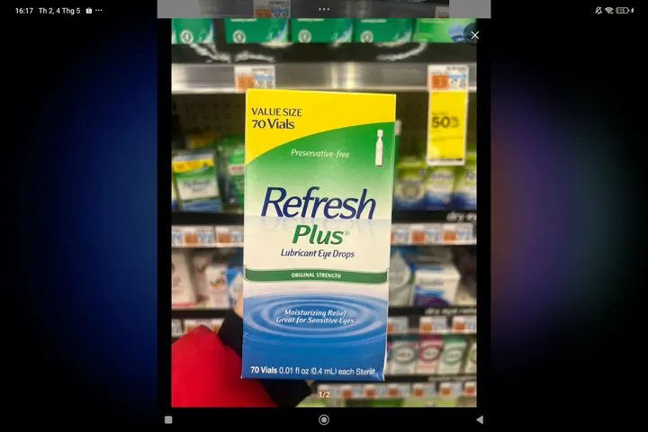 Dung Dịch Nhỏ Mắt Refresh Plus hop 70 tep.hang tu my.san pham cham soc mat