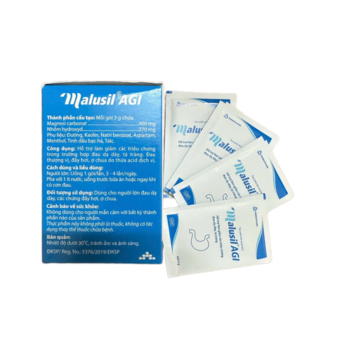 Cốm Dạ Dày Malusil AGI Giúp Giảm Acid Dịch Vị, Giảm Đau Dạ Dày, Đầy Hơi, Ợ Chua - Hộp 30 Gói