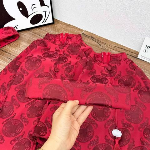 Set áo dài cách tân cho bé trai gấm lụa kèm mấn và khánh mặc đi chơi Tết 10-30kg