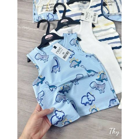 Combo 3 bộ ba lỗ thông hơi hoạt hình khủng long cute đáng yêu thoáng khí cho bé trai mùa hè