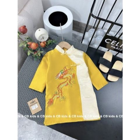 Áo dài rồng phượng thêu mặc Tết đi chơi cho bé trai