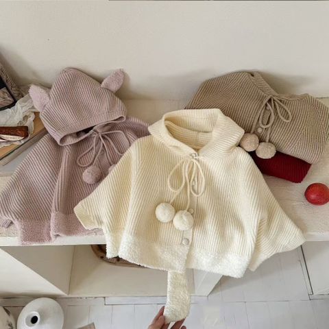 Hàng QC Áo choàng len mùa đông buộc dây có mũ ấm áp dễ thương xinh xắn phong cách hàn quốc cho bé gái nhiều màu