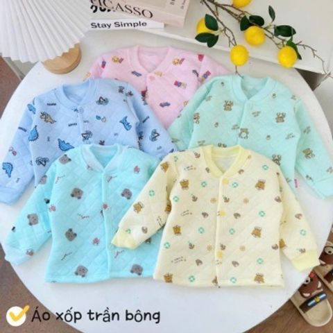 Áo xốp trần bông hoạt hình gấu ấm áp dày dặn cho bé trai bé gái