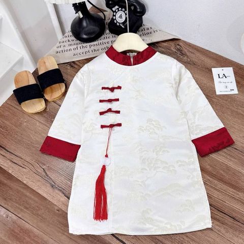 Áo dài cách tân gấm hoa văn cao cấp cho bé trai mặc đi chơi Tết 10-30kg