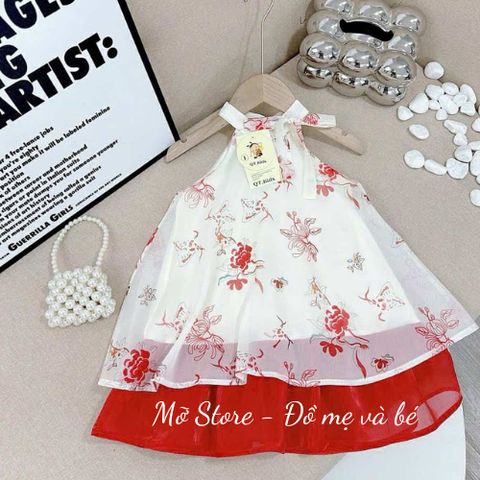 Áo yếm lụa thỏ ngọc mềm mát cho bé gái mặc đi hội TẾT
