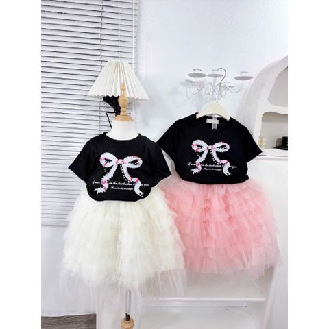 Set áo cotton kèm chân váy voan công chúa bồng xòe dáng dài xinh xắn điệu đà cho bé gái 10-30kg