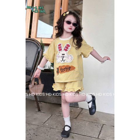 Hàng QC - Set bộ thỏ kẻ cute đáng yêu bèo xinh xắn mát mẻ mùa hè cho bé gái phong cách hàn quốc