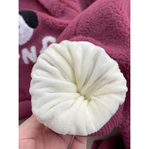 Hàng QC - Set bộ chó con lông cừu ấm áp dày dặn trần bông cute đáng yêu cho bé mùa đông