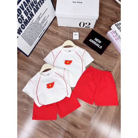 Set bộ áo thun Việt Nam cotton mát mẻ thoáng khí mùa hè kèm mũ ảnh cận chất hottrend cho bé trai