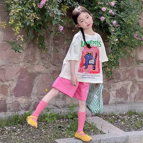 Set bộ thun cotton mèo con cute đáng yêu dễ thương mát mẻ thoáng khí mùa hè cho bé gái 35-45kg