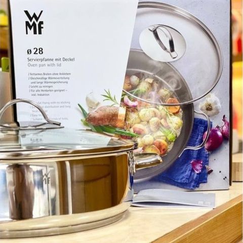 Nồi Chảo WMF 28cm Chống Dính Sâu Lòng, Vung Kính Chịu Nhiệt, Chất Liệu Thép Không Gỉ, Chính Hãng Đức - Dùng Cho Bếp Từ