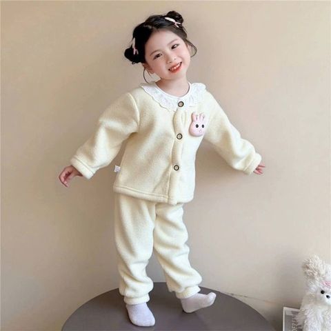 Set bộ thỏ con lông cừu phối ren cổ xinh xắn điệu đà ấm áp dày dặn mùa đông cho bé gái 10-30kg kèm ảnh thật