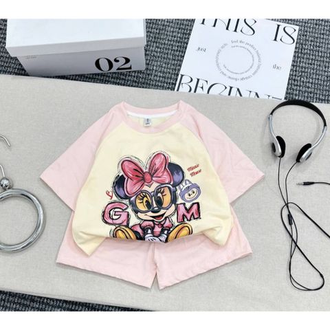 Set bộ thun cotton micky pha xinh xắn dễ thương mát mẻ thoáng khí mùa hè cho bé gái