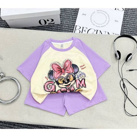 Set bộ thun cotton micky pha xinh xắn dễ thương mát mẻ thoáng khí mùa hè cho bé gái