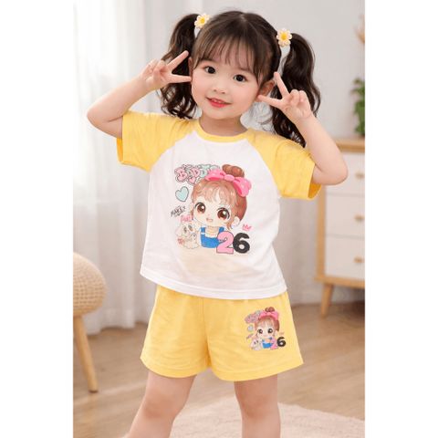 Set bộ thun cotton bé gái pha xinh xắn dễ thương mát mẻ mùa hè đáng yêu kèm ảnh thật