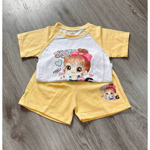 Set bộ thun cotton bé gái pha xinh xắn dễ thương mát mẻ mùa hè đáng yêu kèm ảnh thật