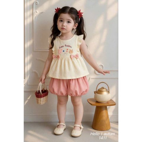Set bộ đũi gấu thỏ xinh xắn đáng yêu mát mẻ thoáng khi dễ thương mùa hè phong cách hàn quốc cho bé gái