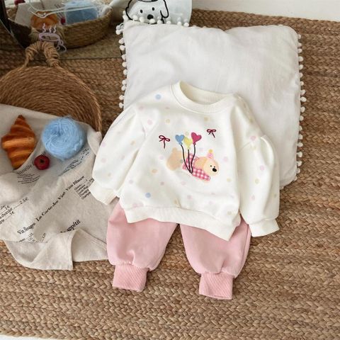 Hàng QC - Set bộ bé gái nỉ gấu cute quần bo gấu ấm áp dày dặn thu đông hot hit dễ thương đáng yêu