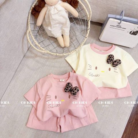 Set bộ thun cotton hello kitty cute đáng yêu dễ thương xinh xắn hàn quốc mùa hè mát mẻ cho bé gái