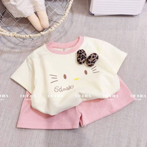 Set bộ thun cotton hello kitty cute đáng yêu dễ thương xinh xắn hàn quốc mùa hè mát mẻ cho bé gái
