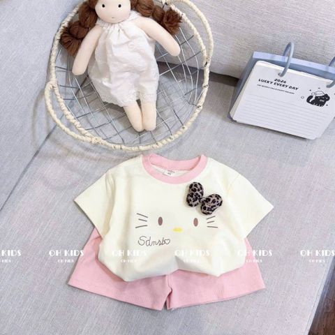 Set bộ thun cotton hello kitty cute đáng yêu dễ thương xinh xắn hàn quốc mùa hè mát mẻ cho bé gái