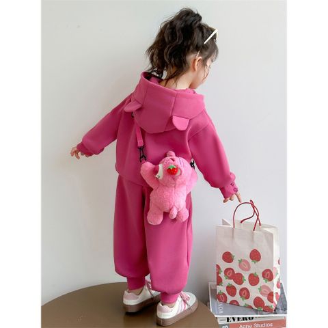 Hàng QC Set bộ nỉ gấu dâu xinh xắn dễ thương đáng yêu ấm áp dày dặn mùa đông cho bé gái kèm túi gấu bông