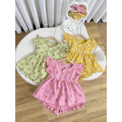 Set bộ đũi hoa cánh tiên xinh xắn dễ thương mát mẻ thoáng khí mùa hè cho bé gái