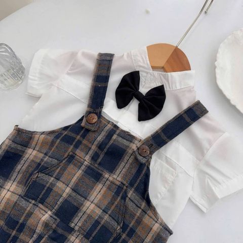 Set áo sơ mi kèm nơ và quần dạ kẻ phong cách hàn quốc vintage mặc đi chơi cho bé trai 6-15kg kèm ảnh cận chất