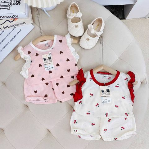 Bộ thun tăm lạnh sát nách cánh tiên xinh xắn dễ thương mát mẻ mùa hè cho bé gái 8-18kg