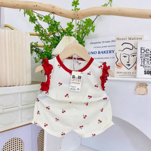 Bộ thun tăm lạnh sát nách cánh tiên xinh xắn dễ thương mát mẻ mùa hè cho bé gái 8-18kg