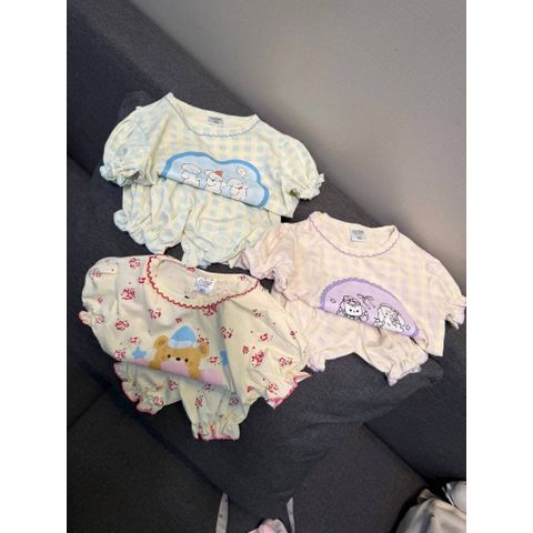 Set bộ bé gái gấu thỏ hoa nhí kẻ cute đáng yêu dễ thương tay bồng xinh xắn phong cách hàn quốc mùa hè kèm ảnh thật