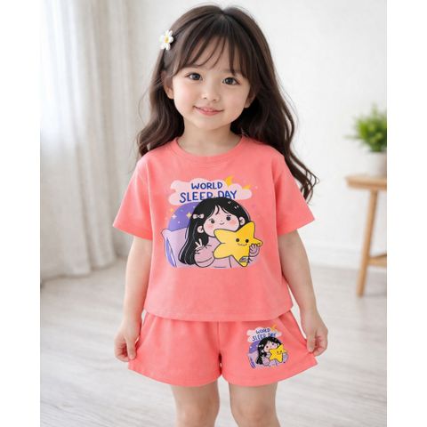 Set bộ thun cotton bé gái hoạt hình xinh xắn dễ thương mát mẻ mùa hè thoáng khí