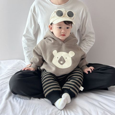 Hàng QC Set áo hoodie kèm quần nỉ kẻ thêu gấu cute dễ thương đáng yêu ấm áp dày dặn cho bé trai thu đông