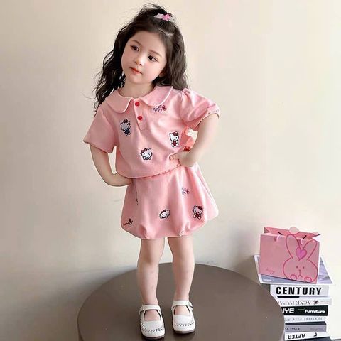 Set bộ hello kitty bí bồng xinh xắn dễ thương cotton mát mẻ mùa hè cho bé gái phong cách hàn quốc