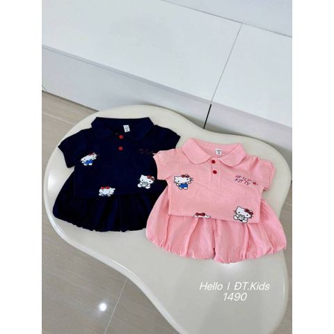Set bộ hello kitty bí bồng xinh xắn dễ thương cotton mát mẻ mùa hè cho bé gái phong cách hàn quốc
