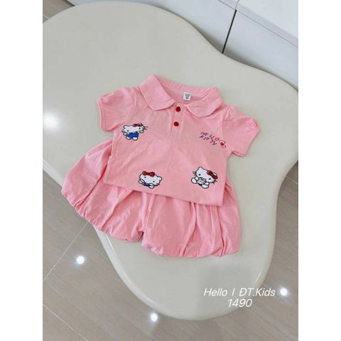 Set bộ hello kitty bí bồng xinh xắn dễ thương cotton mát mẻ mùa hè cho bé gái phong cách hàn quốc