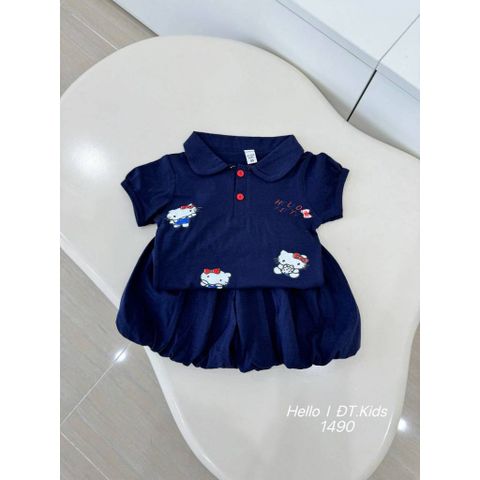 Set bộ hello kitty bí bồng xinh xắn dễ thương cotton mát mẻ mùa hè cho bé gái phong cách hàn quốc