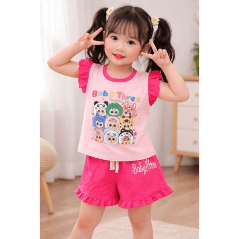 Set bộ thun cotton bé gái babythree xinh xắn dễ thương mát mẻ mùa hè đáng yêu kèm ảnh thật