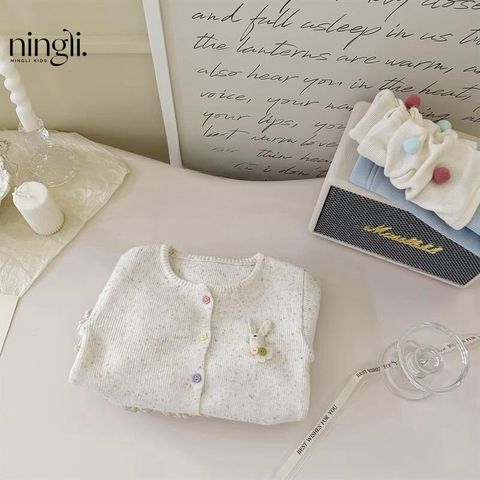 Hàng QC Áo cardigan len thỏ kèm quần len đính chùm xinh xắn điệu đà dễ thương ấm áp dày dặn mùa đông cho bé gái