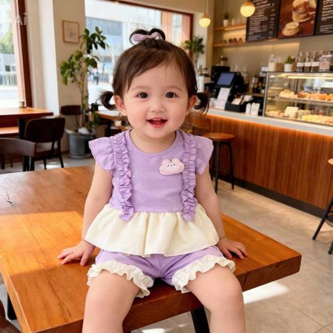 Set bộ bé gái bèo đính thỏ con cute xinh xắn dễ thương mát mẻ mùa hè 10-30kg kèm ảnh thật