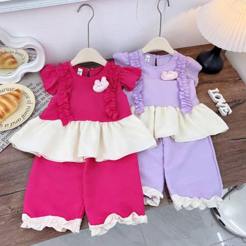 Set bộ bé gái bèo đính thỏ con cute xinh xắn dễ thương mát mẻ mùa hè 10-30kg kèm ảnh thật