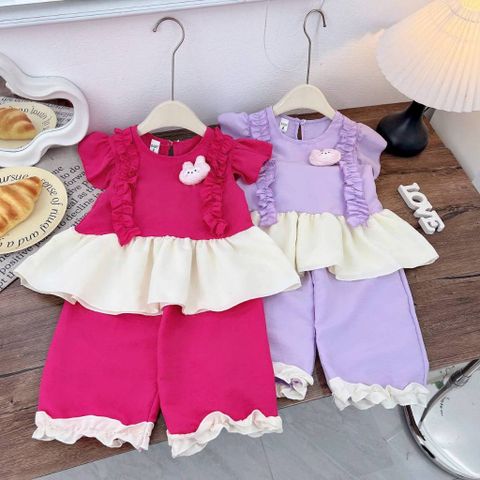 Set bộ bé gái bèo đính thỏ con cute xinh xắn dễ thương mát mẻ mùa hè 10-30kg kèm ảnh thật