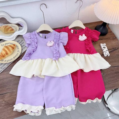 Set bộ bé gái bèo đính thỏ con cute xinh xắn dễ thương mát mẻ mùa hè 10-30kg kèm ảnh thật