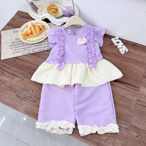 Set bộ bé gái bèo đính thỏ con cute xinh xắn dễ thương mát mẻ mùa hè 10-30kg kèm ảnh thật